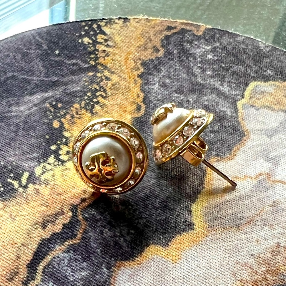 Worn Tory Burch pearl/diamond earrings